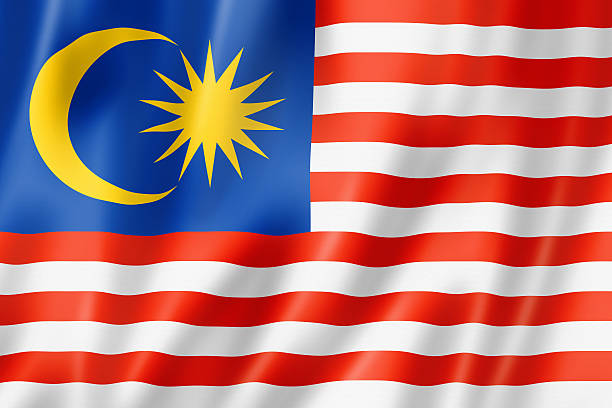 Malaysia flag, three dimensional render, satin texture